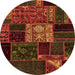 Round Machine Washable Patchwork Orange Transitional Area Rugs, wshabs568org