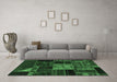 Machine Washable Patchwork Emerald Green Transitional Area Rugs in a Living Room,, wshabs568emgrn