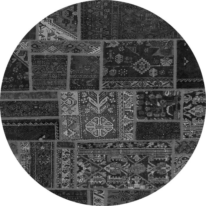 Round Machine Washable Patchwork Gray Transitional Rug, wshabs568gry