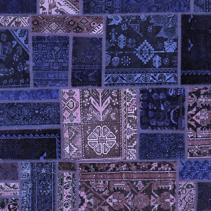 Machine Washable Patchwork Blue Transitional Rug, wshabs568blu