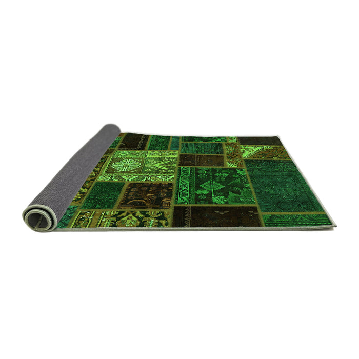 Sideview of Patchwork Green Transitional Rug, abs568grn