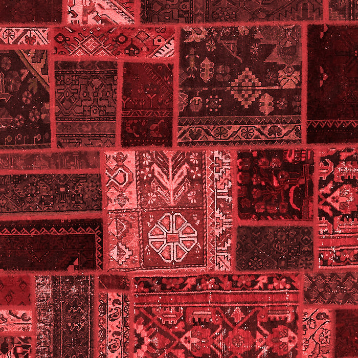 Machine Washable Patchwork Red Transitional Rug, wshabs568red
