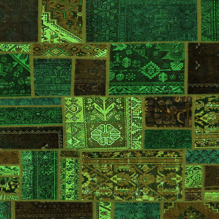 Square Machine Washable Patchwork Green Transitional Area Rugs, wshabs568grn