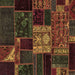 Square Patchwork Brown Transitional Rug, abs568brn