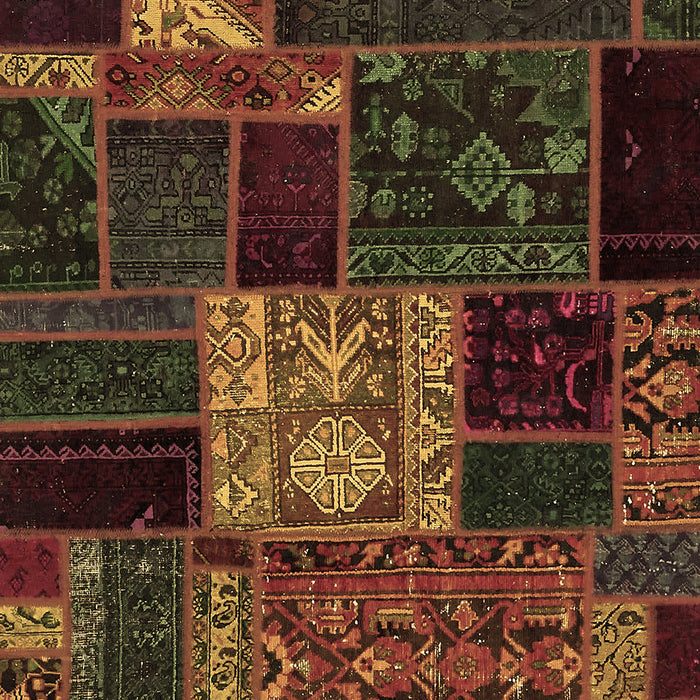 Machine Washable Patchwork Brown Transitional Rug, wshabs568brn