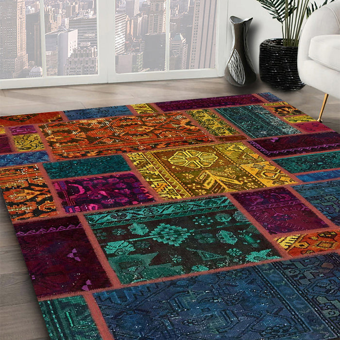 Machine Washable Abstract Coffee Brown Rug in a Family Room, wshabs568