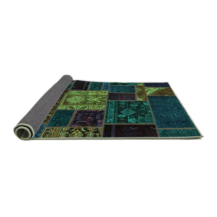 Sideview of Patchwork Turquoise Transitional Rug, abs568turq