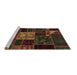 Sideview of Machine Washable Patchwork Brown Transitional Rug, wshabs568brn