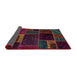 Sideview of Abstract Coffee Brown Patchwork Rug, abs569