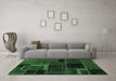 Machine Washable Patchwork Emerald Green Transitional Area Rugs in a Living Room,, wshabs569emgrn