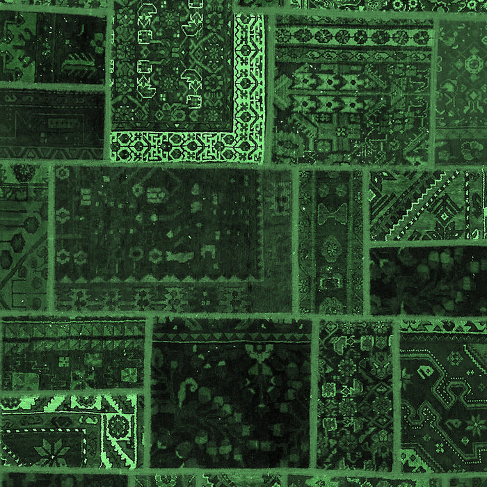 Machine Washable Patchwork Emerald Green Transitional Area Rugs, wshabs569emgrn