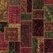 Square Patchwork Brown Transitional Rug, abs569brn