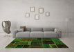 Machine Washable Patchwork Green Transitional Area Rugs in a Living Room,, wshabs569grn