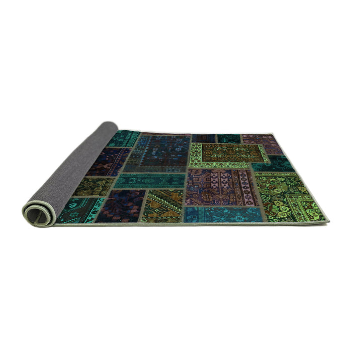 Sideview of Patchwork Turquoise Transitional Rug, abs569turq