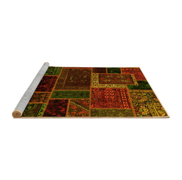 Sideview of Machine Washable Patchwork Yellow Transitional Rug, wshabs569yw