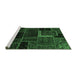 Sideview of Machine Washable Patchwork Emerald Green Transitional Area Rugs, wshabs569emgrn