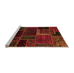 Sideview of Machine Washable Patchwork Orange Transitional Area Rugs, wshabs569org