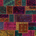 Square Abstract Coffee Brown Patchwork Rug, abs569