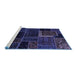 Sideview of Machine Washable Patchwork Blue Transitional Rug, wshabs569blu