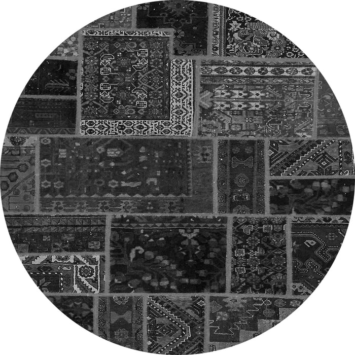 Round Patchwork Gray Transitional Rug, abs569gry