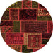 Round Machine Washable Patchwork Orange Transitional Area Rugs, wshabs569org