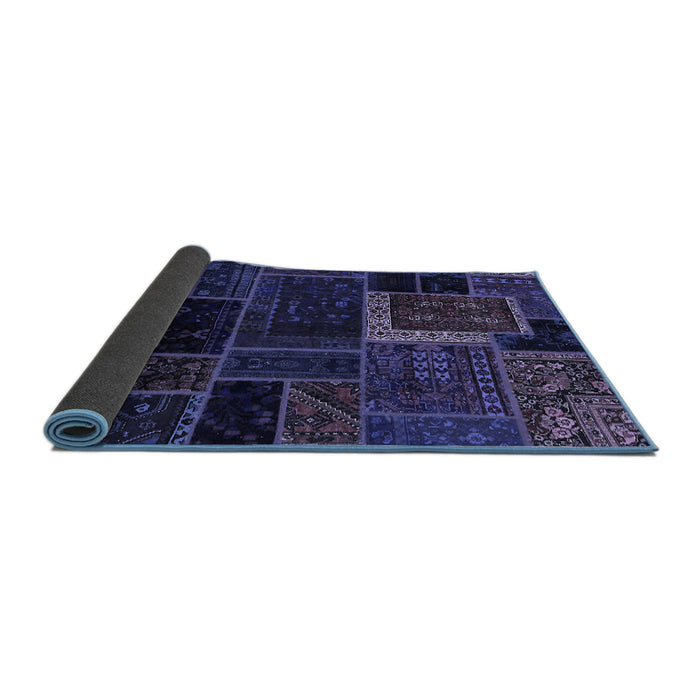 Sideview of Patchwork Blue Transitional Rug, abs569blu