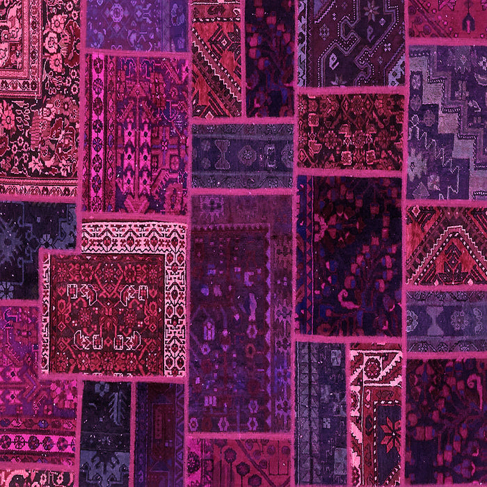 Square Machine Washable Patchwork Pink Transitional Rug, wshabs569pnk