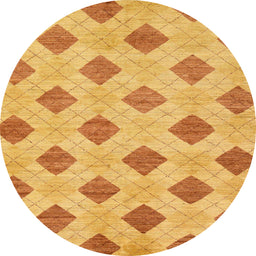 Round Abstract Deep Yellow Modern Rug, abs56