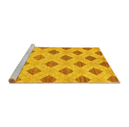 Sideview of Machine Washable Abstract Yellow Modern Rug, wshabs56yw