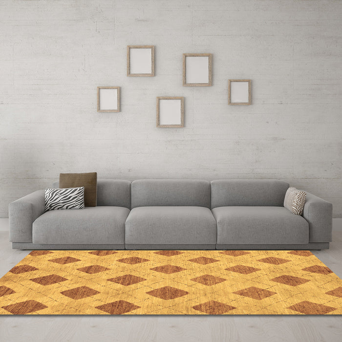 Machine Washable Abstract Brown Modern Rug in a Living Room,, wshabs56brn