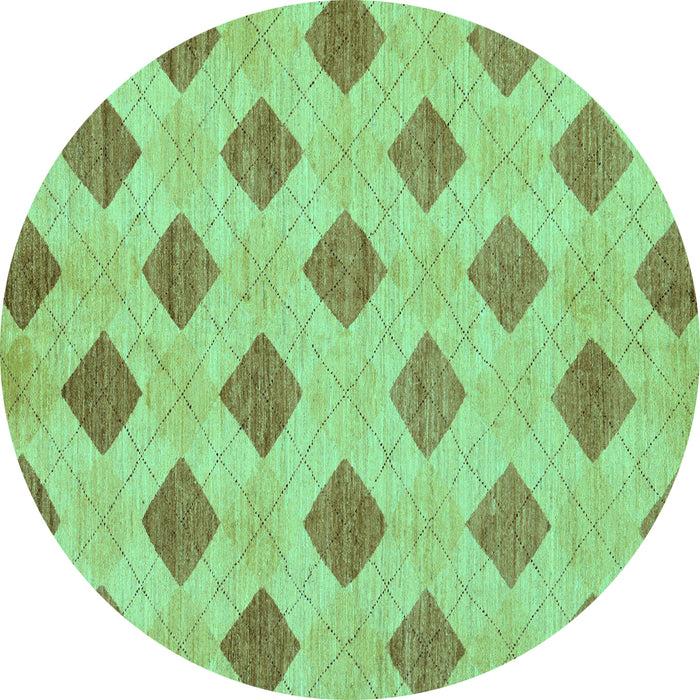 Round Abstract Turquoise Modern Rug, abs56turq