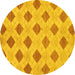 Round Machine Washable Abstract Yellow Modern Rug, wshabs56yw