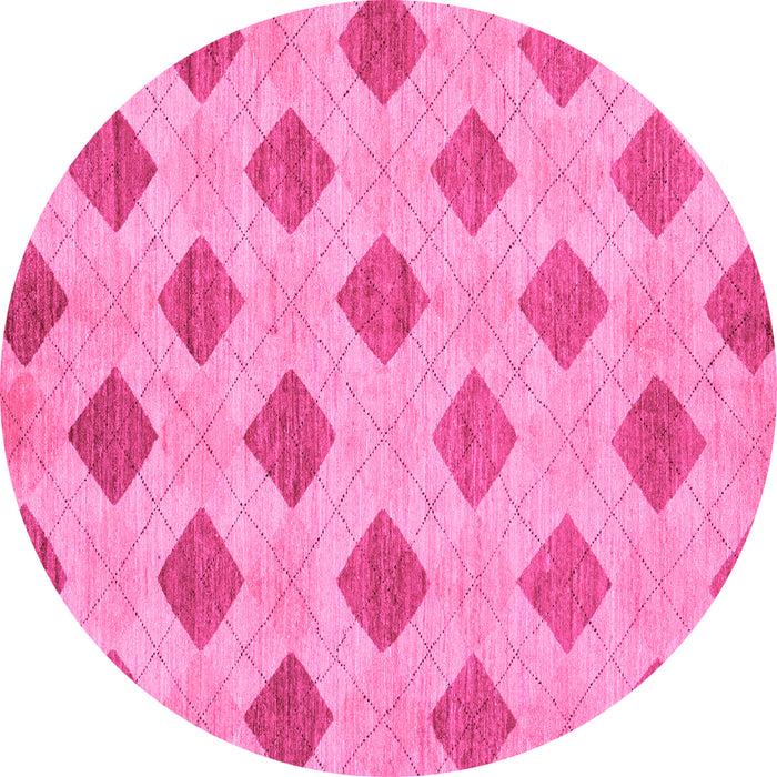 Round Machine Washable Abstract Pink Modern Rug, wshabs56pnk