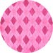 Round Machine Washable Abstract Pink Modern Rug, wshabs56pnk