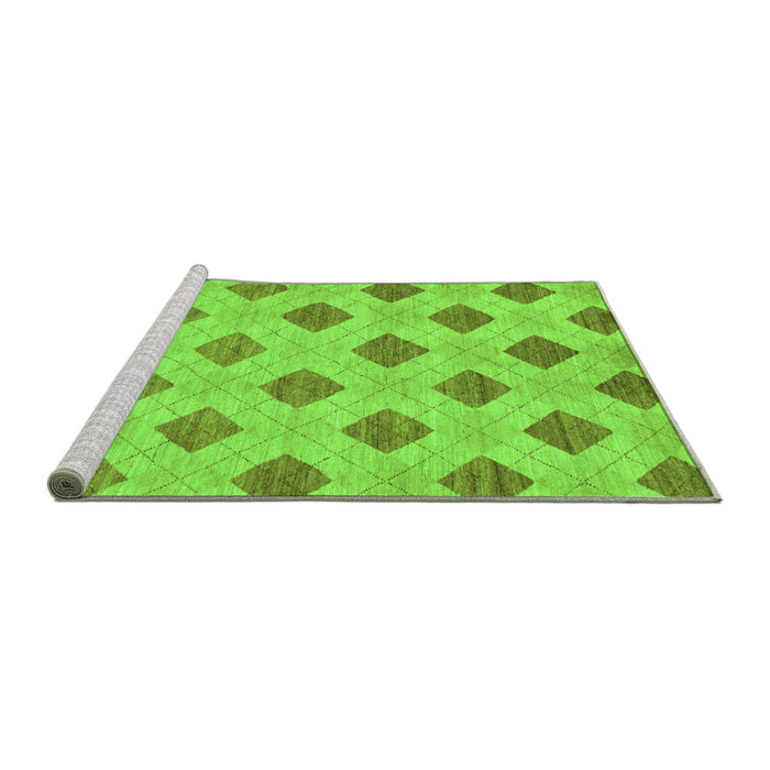 Sideview of Machine Washable Abstract Green Modern Area Rugs, wshabs56grn