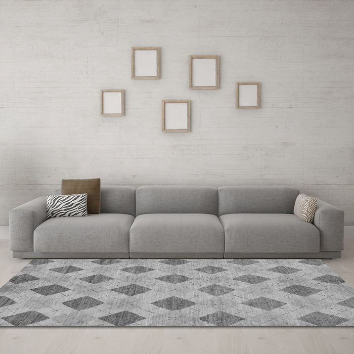 Machine Washable Abstract Gray Modern Rug in a Living Room,, wshabs56gry