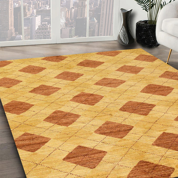 Machine Washable Abstract Deep Yellow Rug in a Family Room, wshabs56