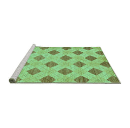 Sideview of Machine Washable Abstract Turquoise Modern Area Rugs, wshabs56turq