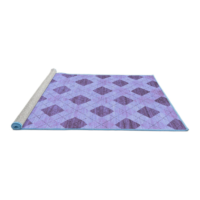 Sideview of Machine Washable Abstract Blue Modern Rug, wshabs56blu