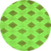 Round Abstract Green Modern Rug, abs56grn