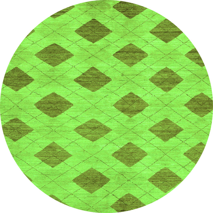 Round Machine Washable Abstract Green Modern Area Rugs, wshabs56grn