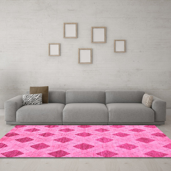 Machine Washable Abstract Pink Modern Rug in a Living Room, wshabs56pnk