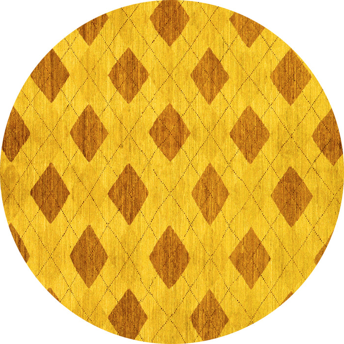 Round Abstract Yellow Modern Rug, abs56yw