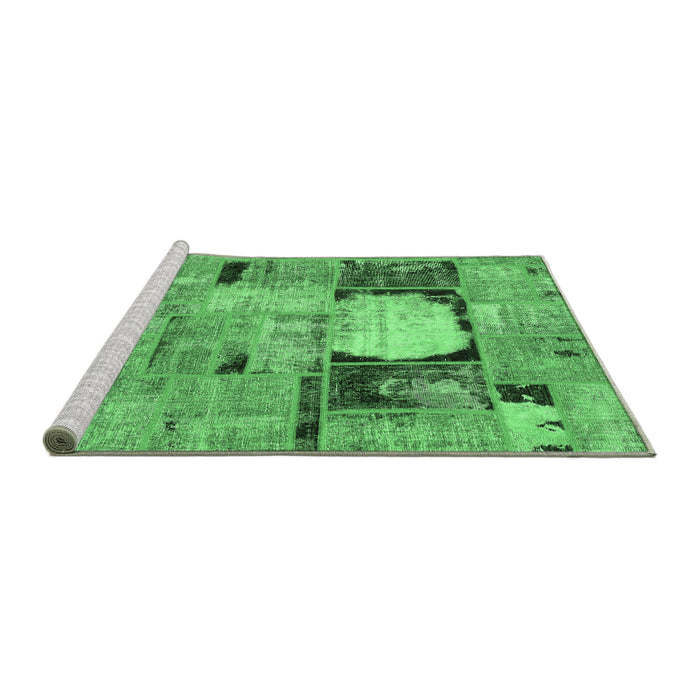 Sideview of Machine Washable Patchwork Emerald Green Transitional Area Rugs, wshabs570emgrn
