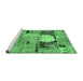 Sideview of Machine Washable Patchwork Emerald Green Transitional Area Rugs, wshabs570emgrn