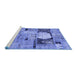 Sideview of Machine Washable Patchwork Blue Transitional Rug, wshabs570blu