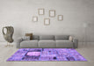 Machine Washable Patchwork Purple Transitional Area Rugs in a Living Room, wshabs570pur