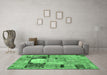 Machine Washable Patchwork Emerald Green Transitional Area Rugs in a Living Room,, wshabs570emgrn