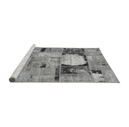 Sideview of Machine Washable Patchwork Gray Transitional Rug, wshabs570gry