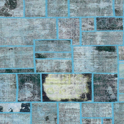 Square Machine Washable Abstract Sky Blue Rug, wshabs570